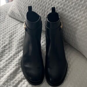 Michael Kors Black Ankle Boots with Gold Accent